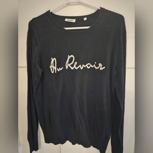 MARCS Medium Black "Au Revoir" Sweater Medium